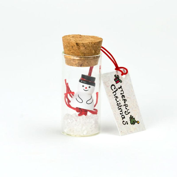 Glücksflasche Frohe Weihnachten Schneemann