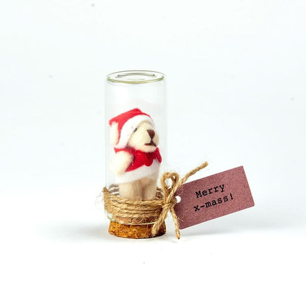 Bär in der Flasche, fröhliche Weihnachts-Midi