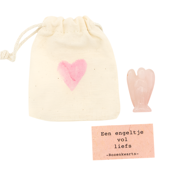 Zakje met engeltje Rozenkwarts
