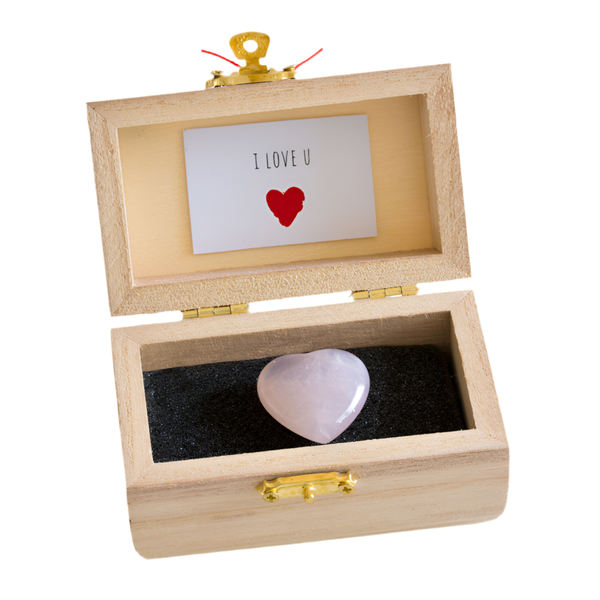 Heart Box love you doosje met hartje rozenquartz
