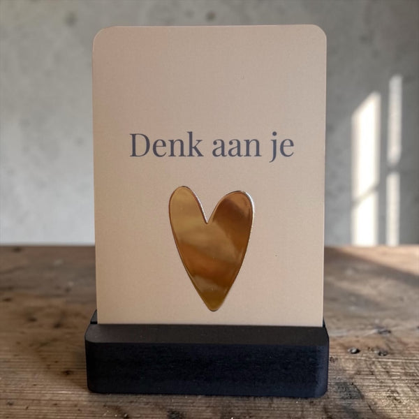 Kaartje op houder denk aan je
