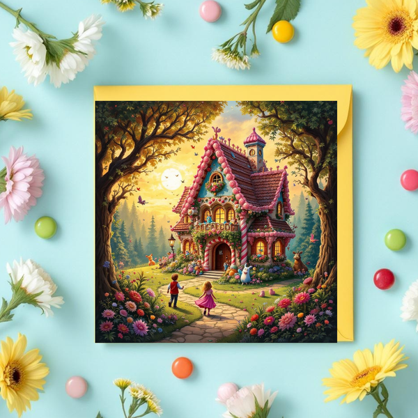 Märchenkarte Hänsel und Gretel mit Geschichte