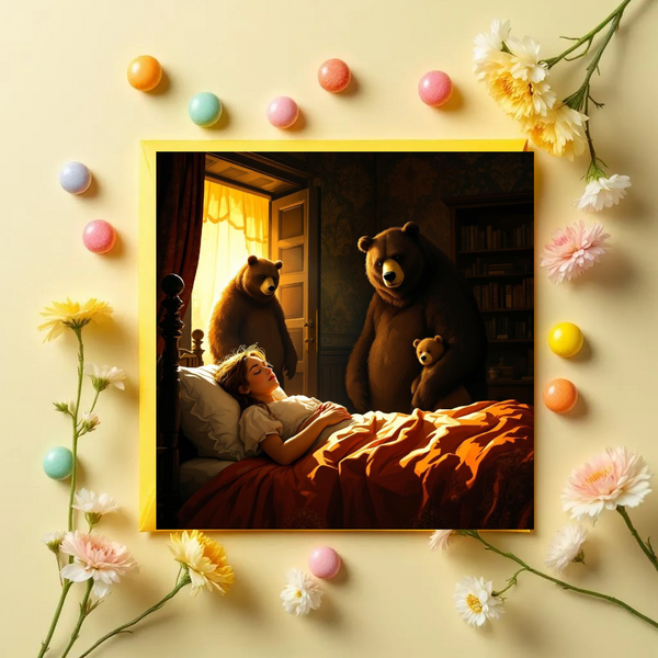 Goldlöckchen-Märchenkarte mit Geschichte