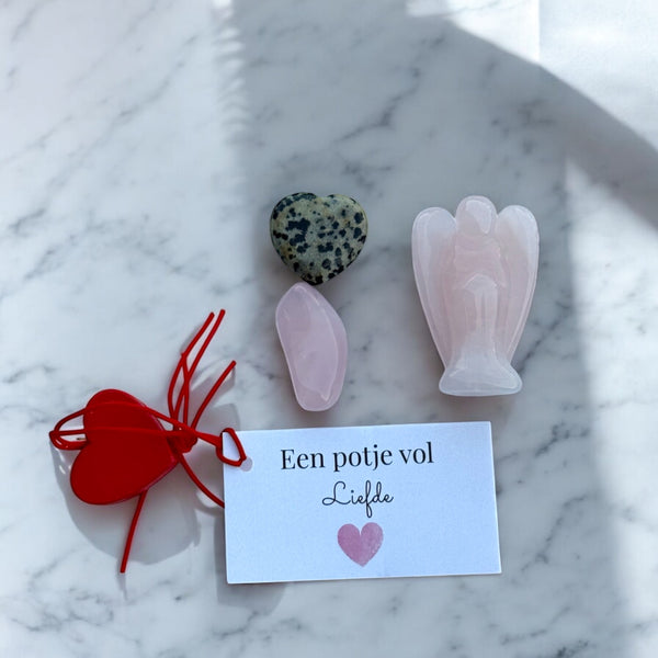 Topf der Liebe Engel Rosenquarz