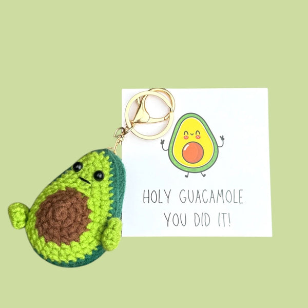 Gehäkelter Avocado-Schlüsselanhänger