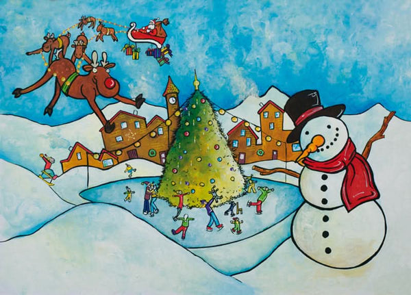 Postkarten-Schneedorf