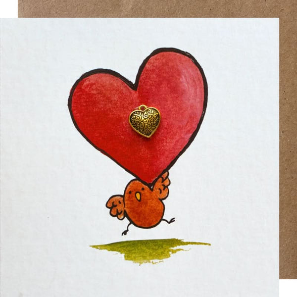 Grußkarte mit Herzanhänger
