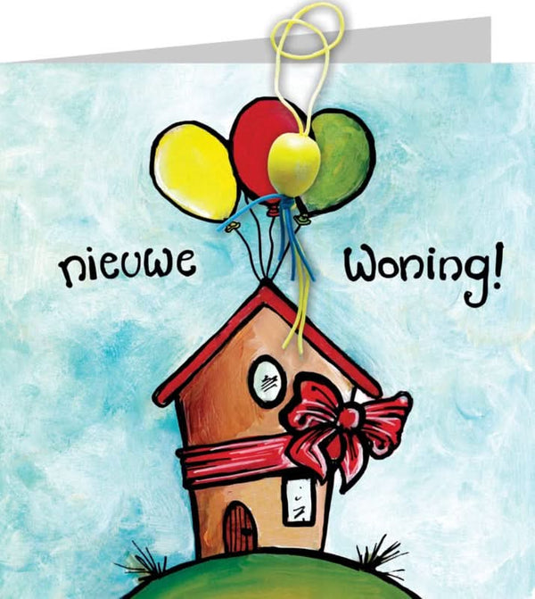 Grußkarte mit Glückspuppe für neues Zuhause