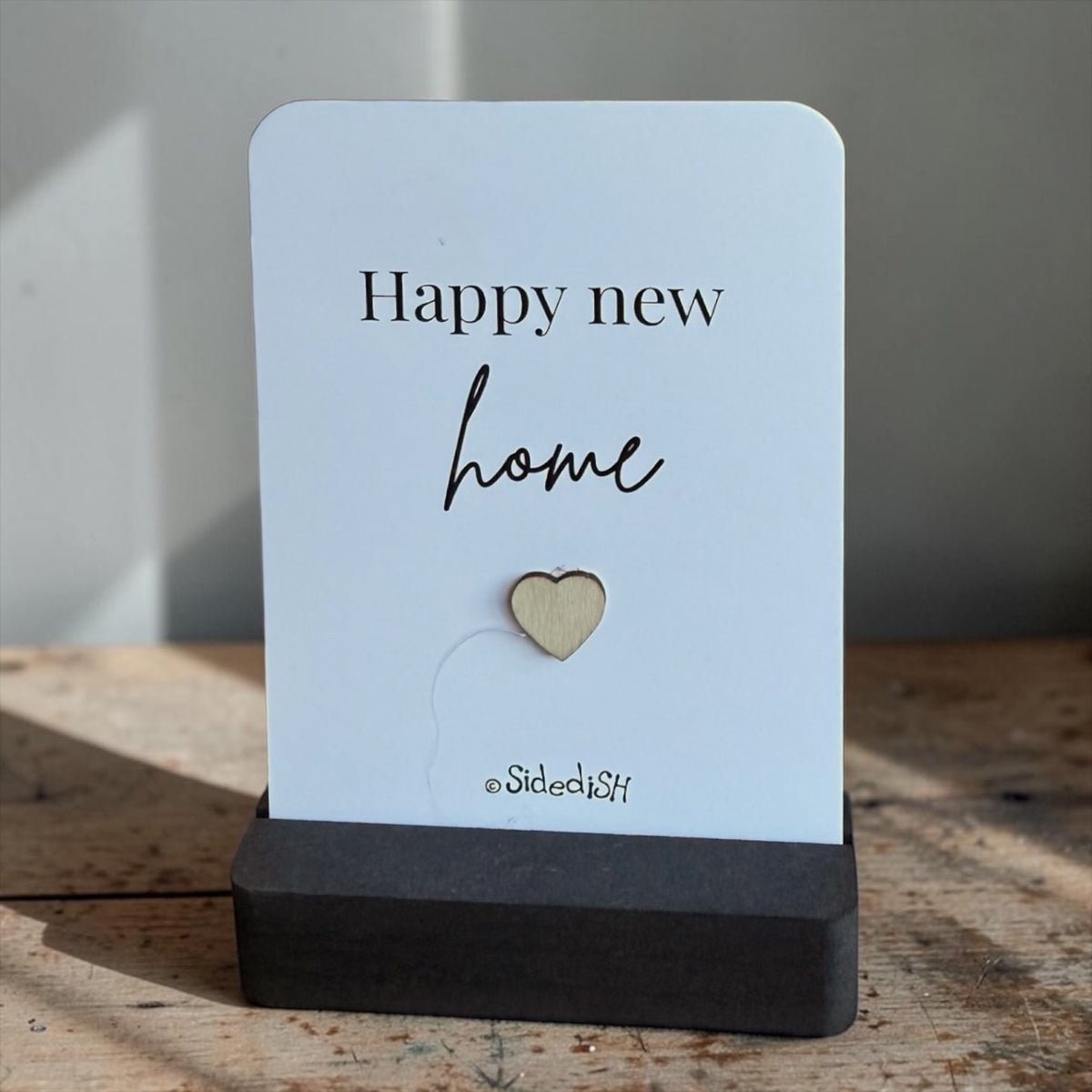Kaartje op houdertje happy new home