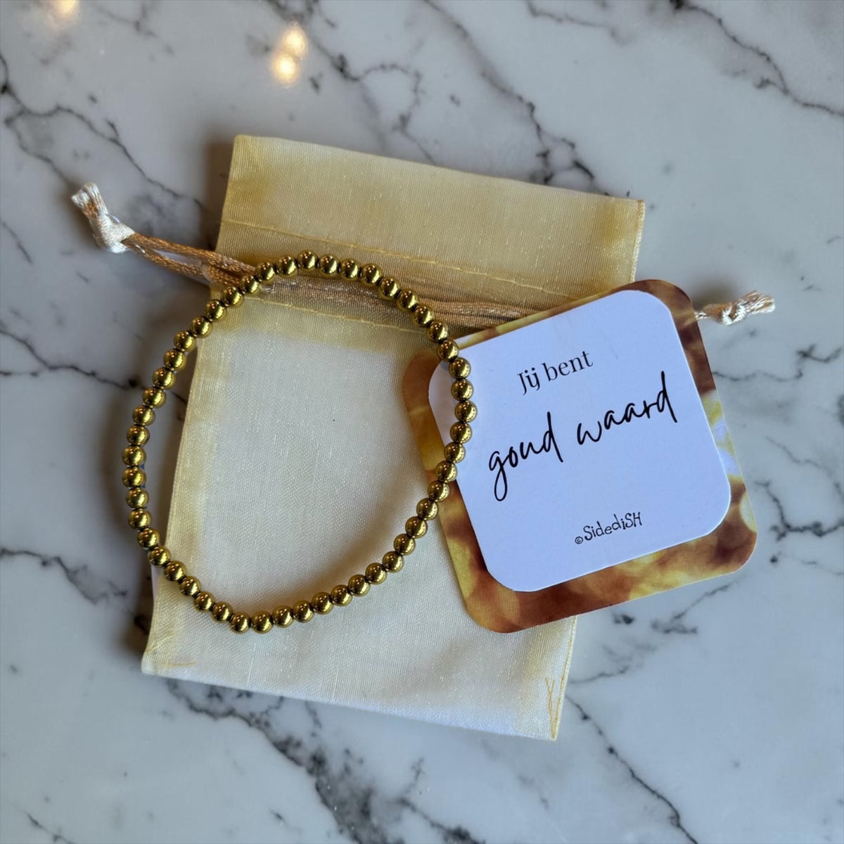 Hematiet Goud Armband – Jij Bent Goud Waard
