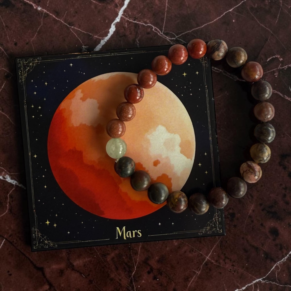 Planeten Armband Mars 19mm | Rode Jaspis & Heliotroop