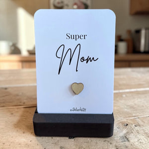 Kaartje op houder super mom