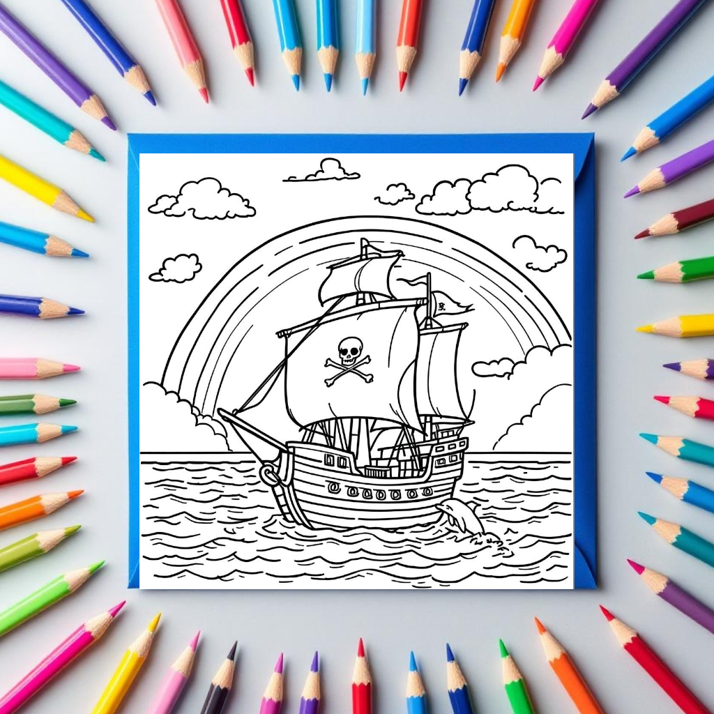 Ausmalbild Piratenschiff