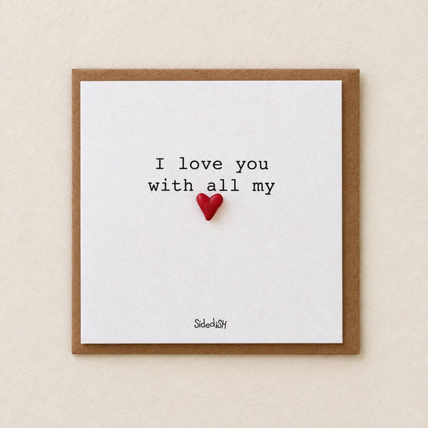 Sidedish kaart K09 i love you with all my heart met kraftenvelop