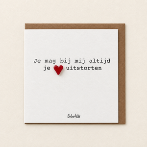 SideDish wenskaart Je mag bij mij altijd je hart uitstorten met kraftenvelop