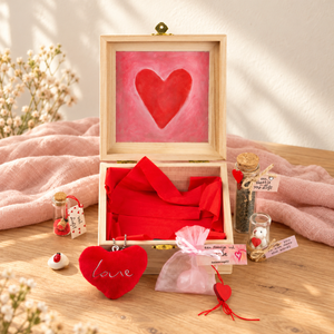 Cadeaupakket liefde in houten cadeaukist