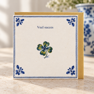 Veel succes – wenskaart met gouden envelop