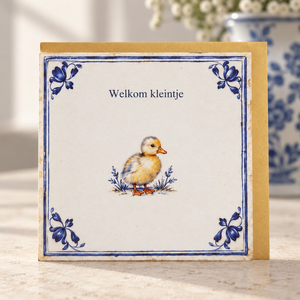 Welkom kleintje – wenskaart met gouden envelop