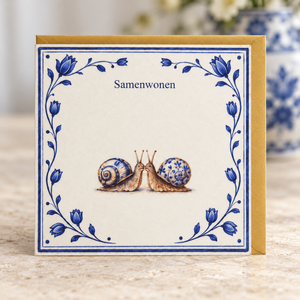 Samenwonen – wenskaart met gouden envelop