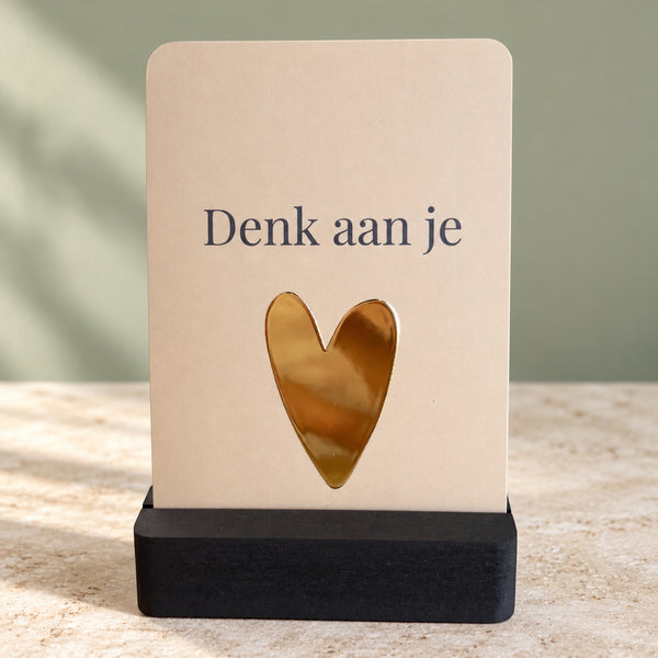 Kaartje op houder denk aan je