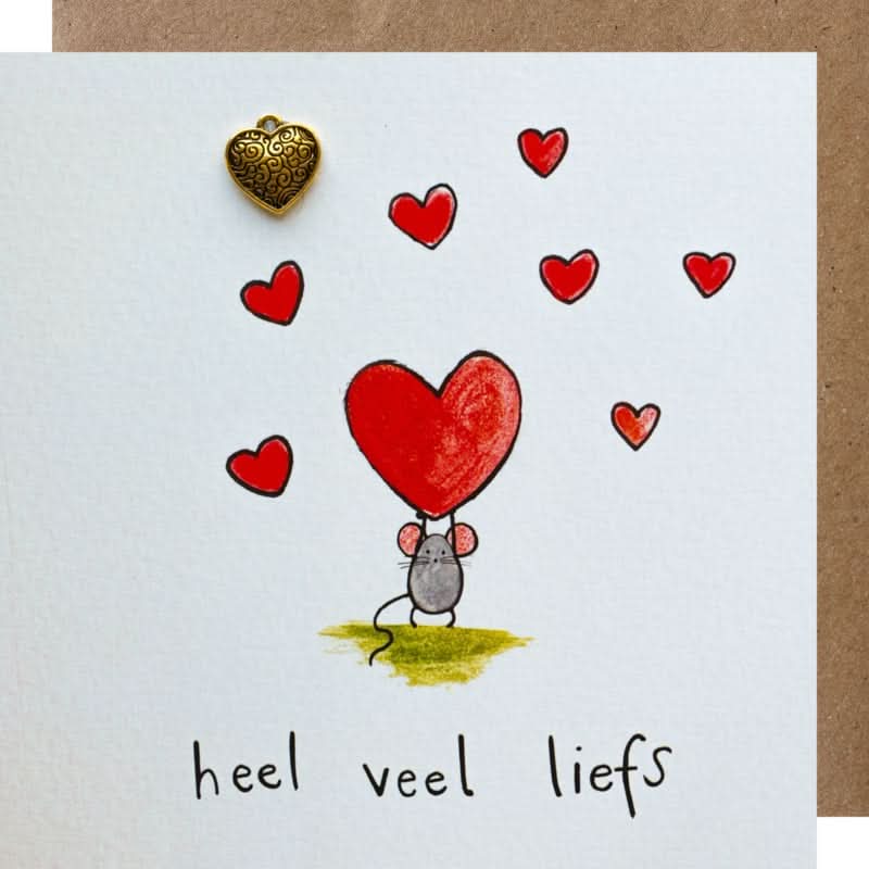 Grußkarte mit Herzmaus-Anhänger