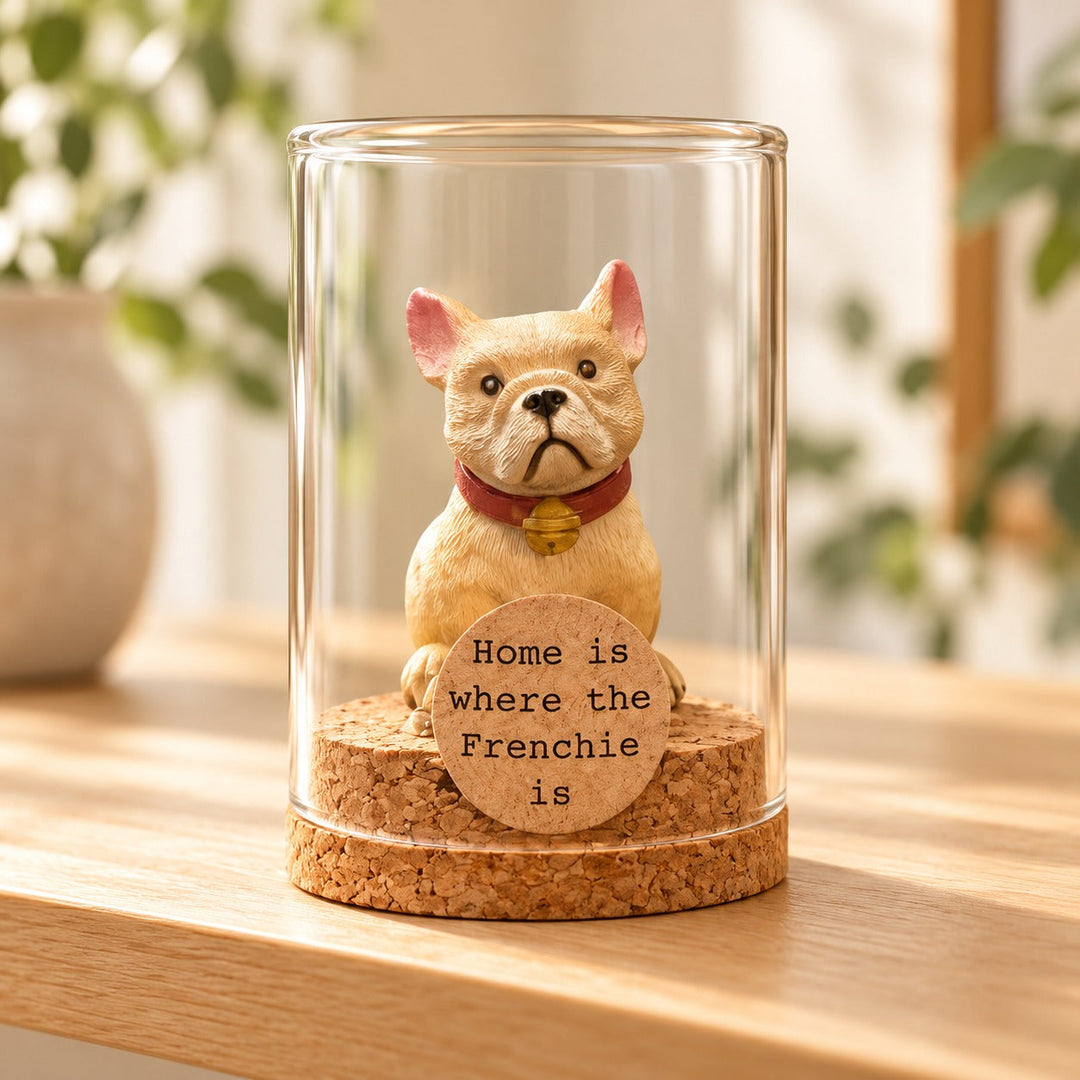 Franse bulldog in glazen stolp – Home is where the Frenchie is