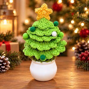 Gehaakte kerstboom in potje – Kerstdecoratie met ster