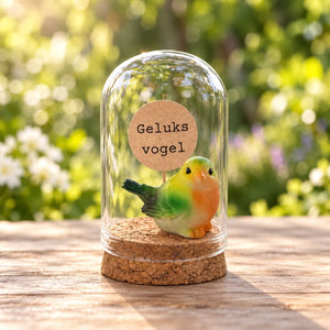 Geluksvogel in stolp – Groen en oranje