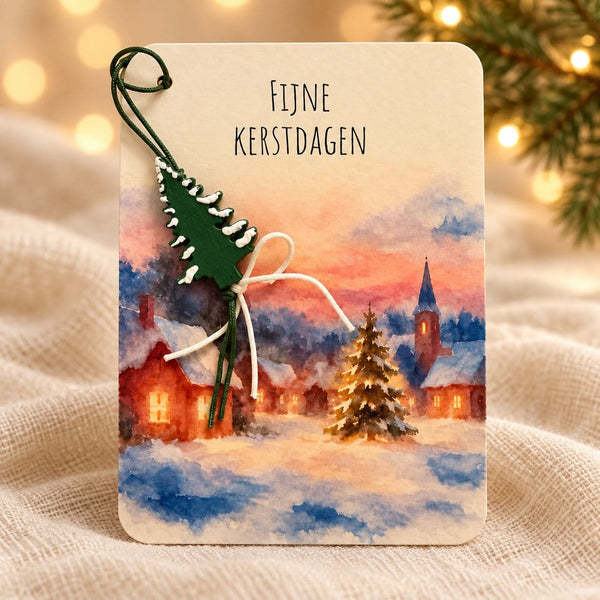 Kerstkaart met kerstboom – Fijne kerstdagen – A7 7,4 × 10,5 cm