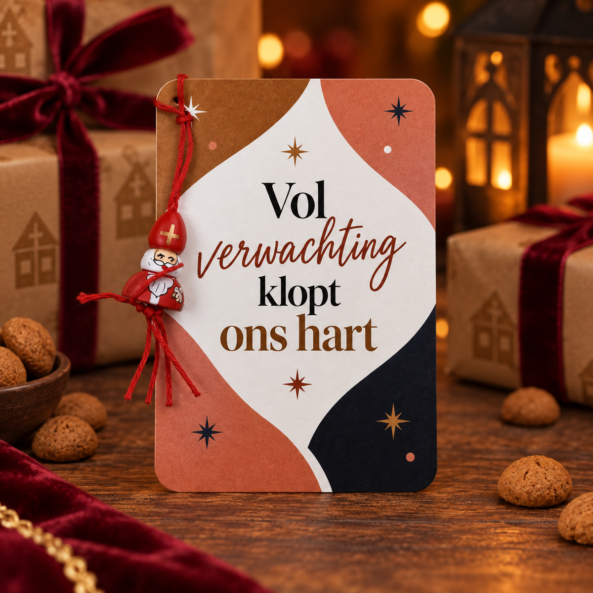 Vol verwachting klopt ons hart – kaartje met hanger