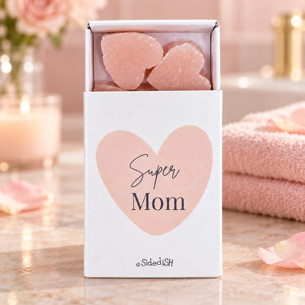 Super Mom zeepjes in roze spaomgeving
